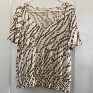 Michael Kors gold and white blouse